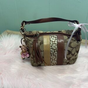 Coach Brown and Tan Monogram vintage Mini bag